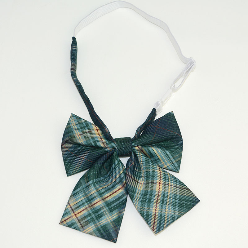 Picture of Hot-selling College Style Oka Pear Field Soot Black Bow Plaid Flat Horn JK Collar Bow Tie Shirt Accessories