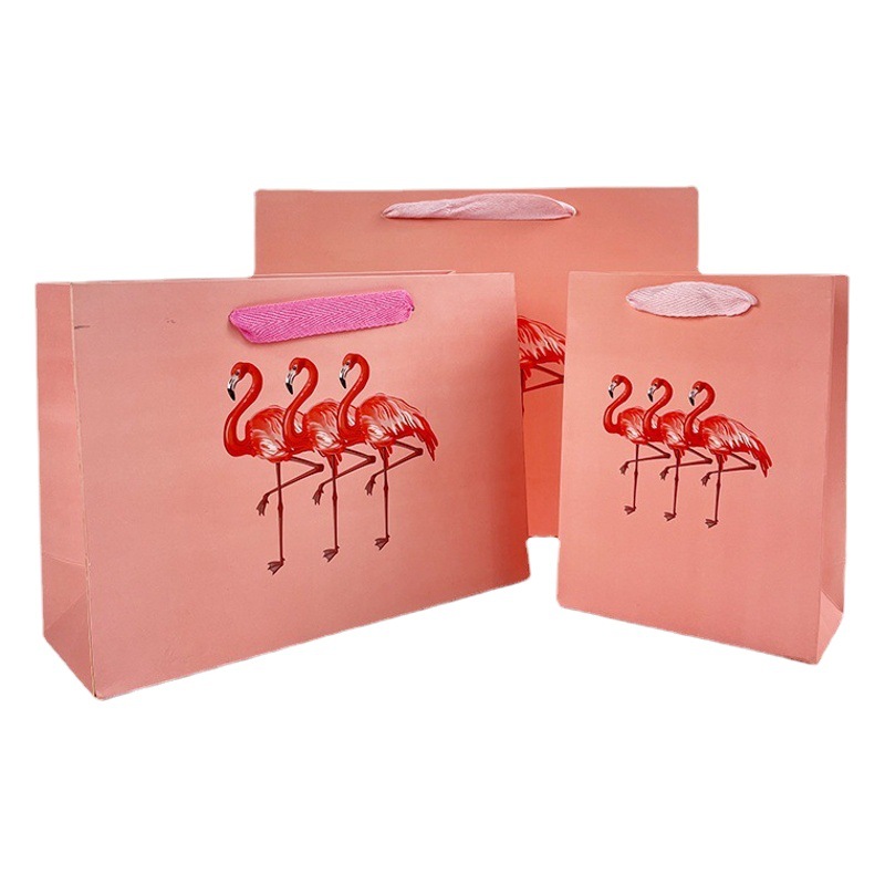 Pink Flamingo Spot Paper Bag Clothing Store Handbag Jewelry Jewelry Cosmetics Accompanying Gift Packaging Bag