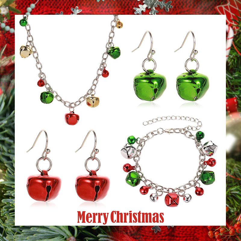 Europe and the United States cross-border new Christmas necklace suit jewelry color bell bracelet earrings Christmas ornaments for women
