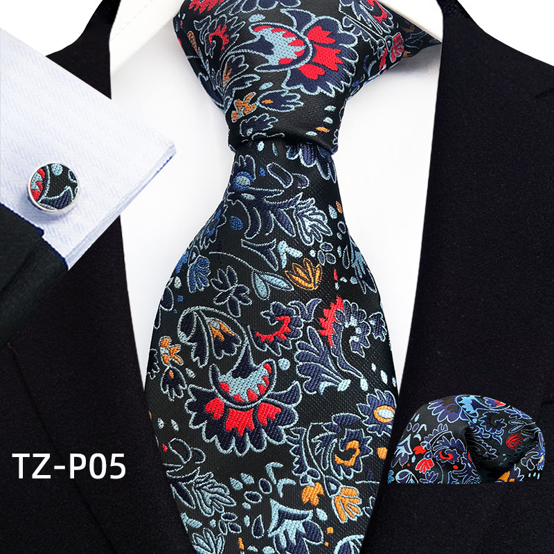 Picture of New tie men's business banquet formal dress wedding pattern green hand tie polyester jacquard fabric wholesale