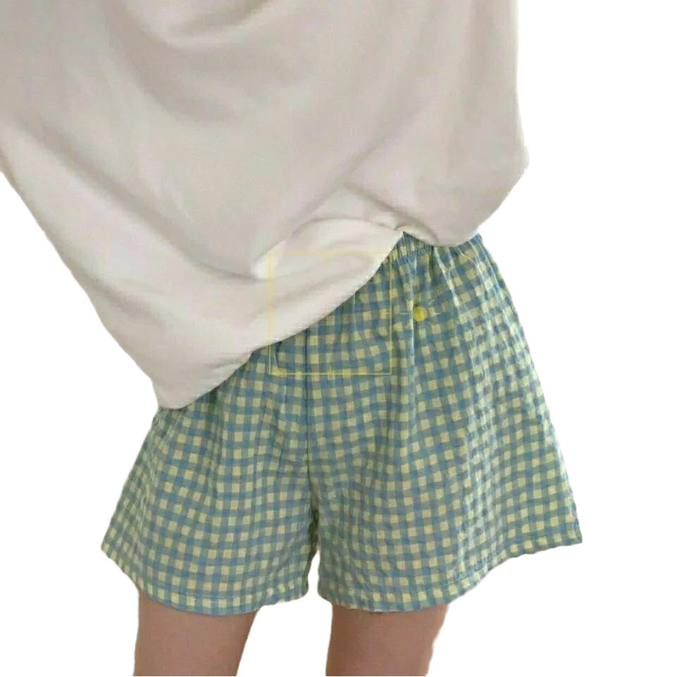 Embrace Summer New Plaid Shorts Pajama Pants Women's Sports Floral Wide Legs Can Wear Cute All-match Shorts