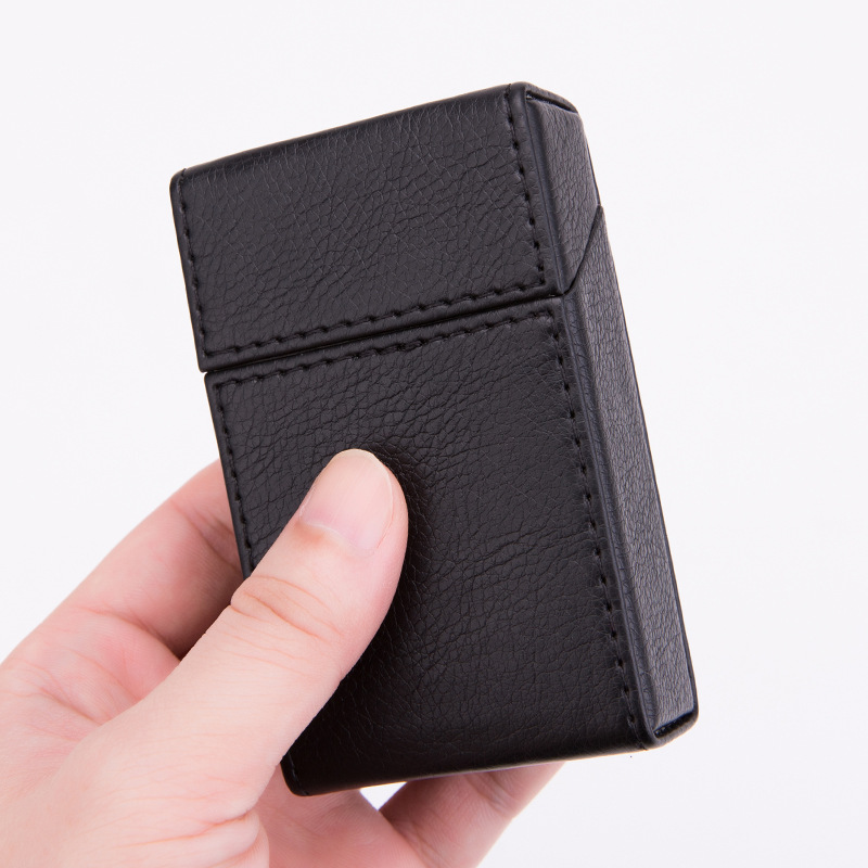 Pu Leather Flip-Top 20-Pack Thick Cigarette Box Creative Stylish Moisture-Proof Leather Men's Cigarette Box Manufacturer Wholesale