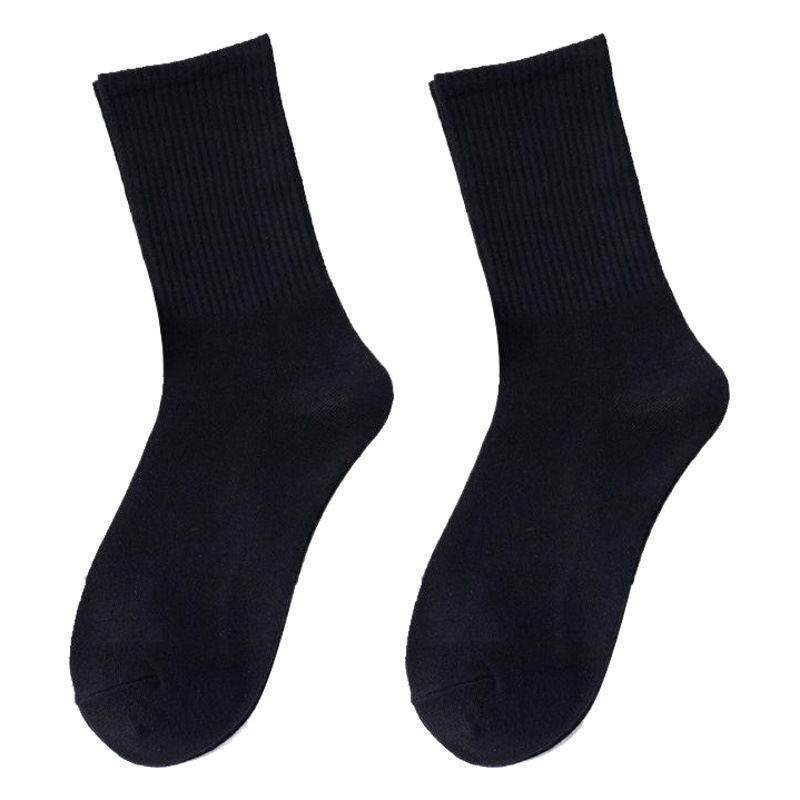 Long Men's Socks Solid Color Trendy Breathable Long Socks Black Double Cotton Yarn Cotton Socks High Tube White Men's Socks Sports Socks
