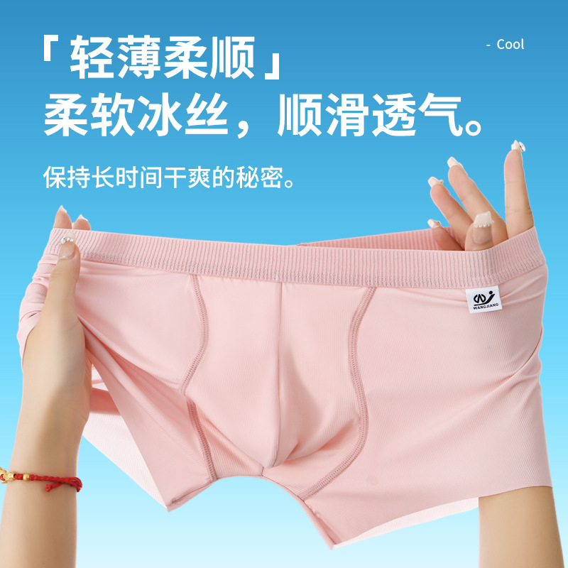 Net Men's Underwear Boys Ice Silk Boxer Summer Thin Breathable Boxer Trousers Seamless Trousers for Teenagers Men