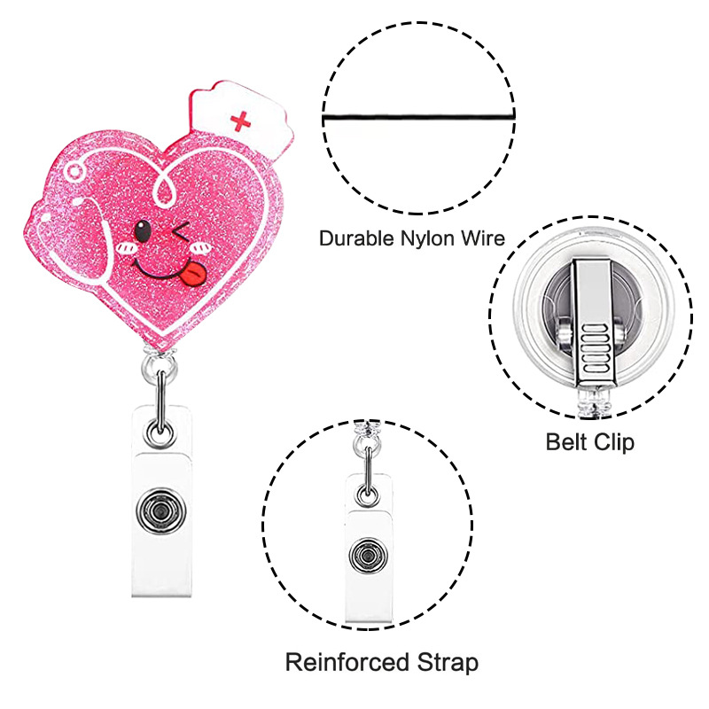 Picture of Acrylic Uterine Love Clothes Needle Mask Easy Pull Buckle Easy Pull Doctor Nurse Retractable Badge Reel