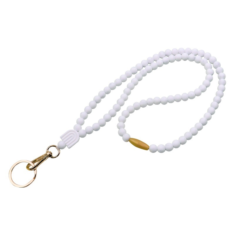 Amazon Work Id Card Holder Lanyard Anti-Lost Cute Long Silicone Beaded Phone Id Badge Card