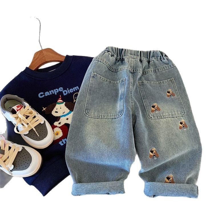 Picture of Children's Jeans 2025 New Autumn Style Boys' Long Pants with Embroidery, Loose and Fashionable Boys' Pants