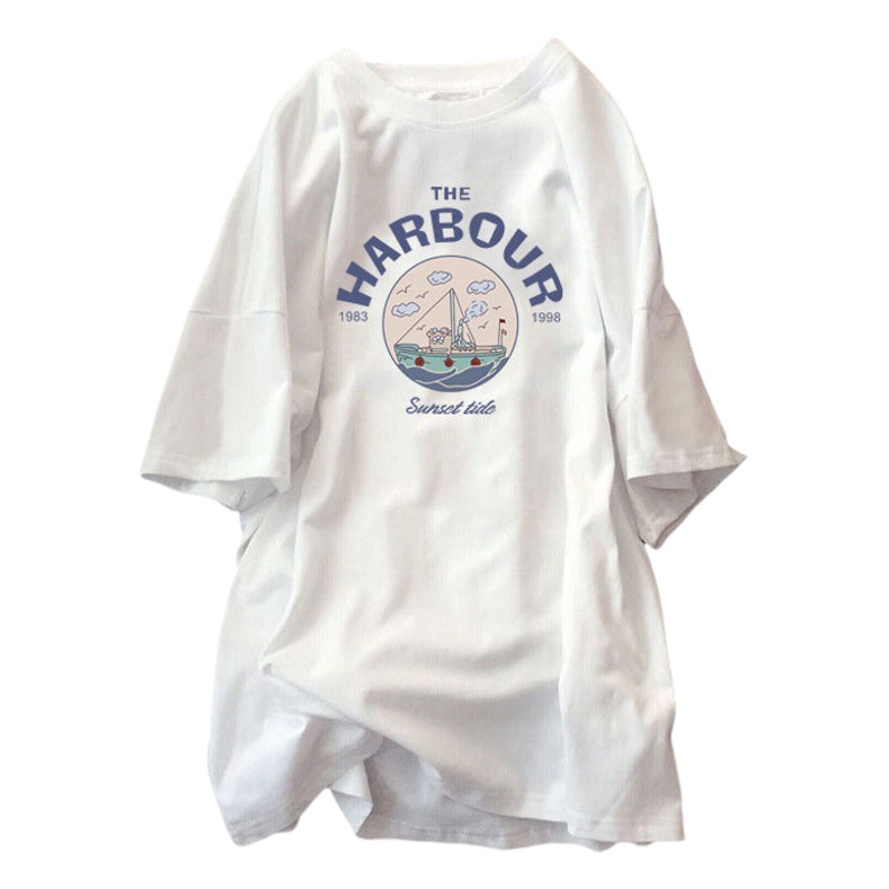 Maternity Breastfeeding T-shirt Women's Short-sleeved Mid-length Top Loose plus size Summer Breastfeeding Base Shirt for Women