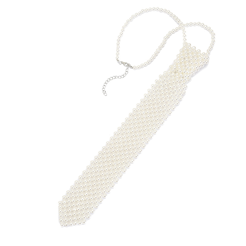 Picture of French style design tie with JK shirt suit short accessories elegant temperament INS style pearl tie