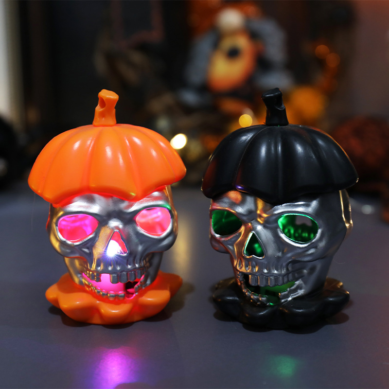 Picture of Halloween Skull Electronic Candle Lamp Ghost Festival Decoration Pumpkin Lantern Halloween Party Decoration Props Scene Cloth