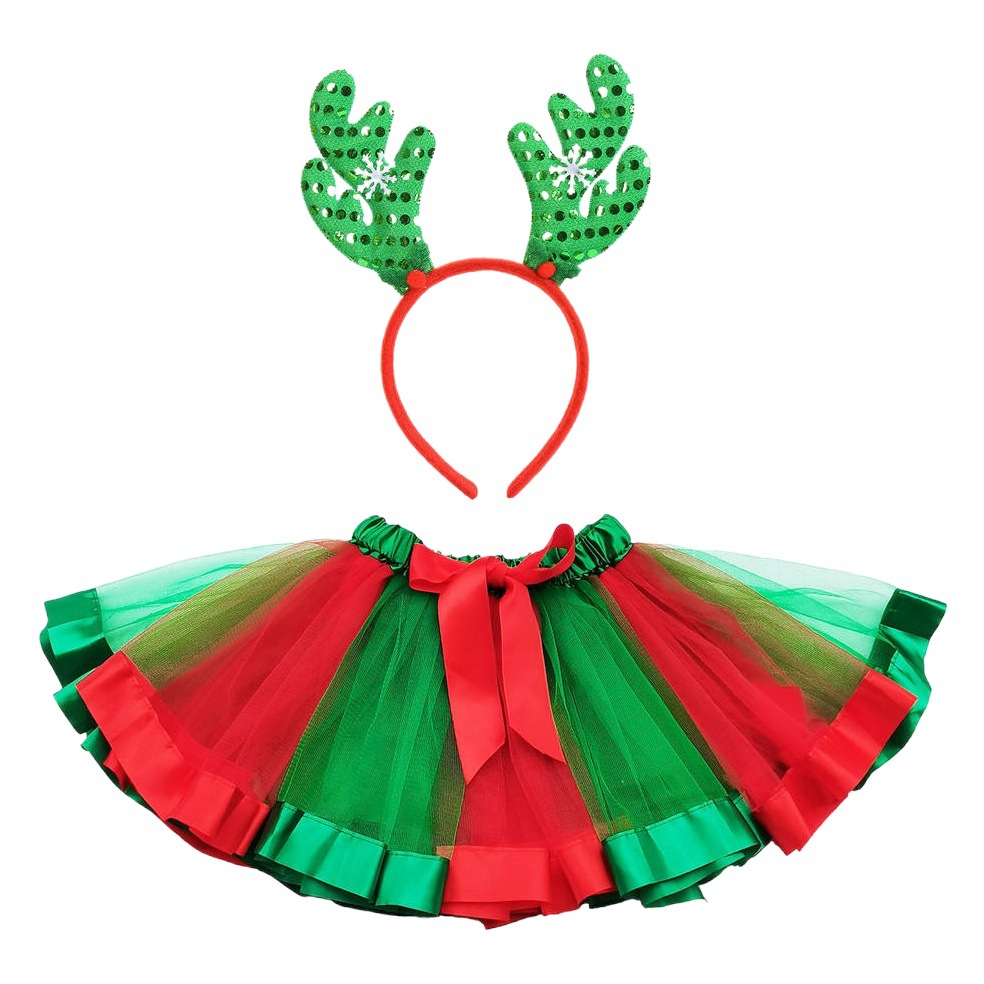 Song Ni Hua European and American Foreign Trade Pouchy Skirt Short Skirt Girl Skirt Princess tutu Skirt Red Green Christmas Green suit