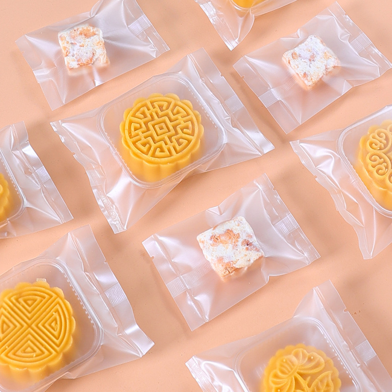 Thick translucent frosted biscuit bag machine seal bag moon cake packaging bag handmade soap bag 100 pieces baking packaging bag