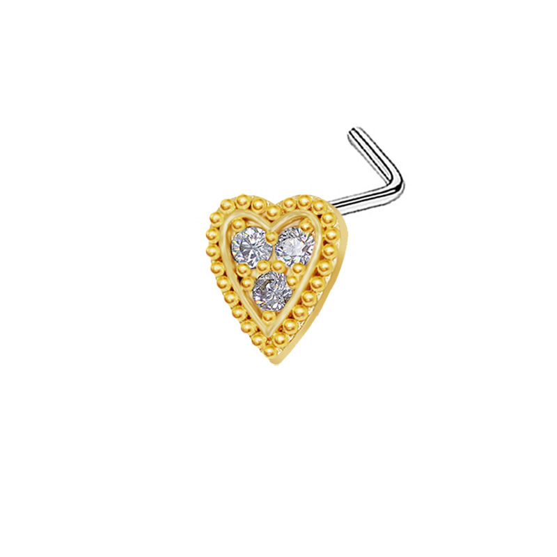 Picture of Gaibei Europe and the United States cross-border pearl heart-shaped nose nail heart-shaped wings bow l rod puncture nose nail puncture factory