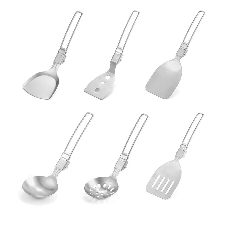 Picture of Outdoor 304 stainless steel tableware suit portable foldable frying shovel camping travel multi-functional tableware kitchenware