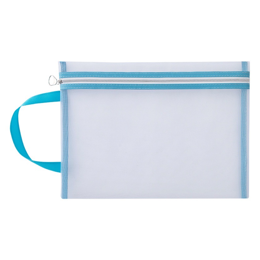 A4 Portable File Bag Morandi Mesh Storage Bag Office File Bag Student Test Paper Information Bag Printable LOGO