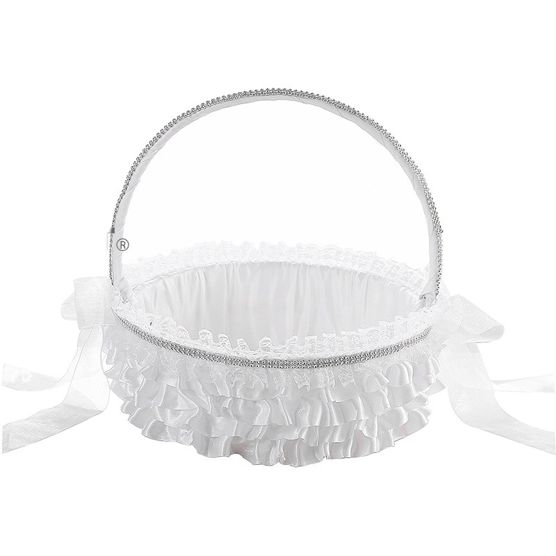 Western-style Wedding White Wedding Flower Three-piece Set Flower Basket Wedding Set Three-portable Small Flower Basket Lace Flower Girl