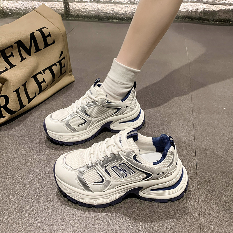 Thick-soled Torre Shoes Women's 2024 Summer New Hot Soft-soled Lightweight All-match Breathable Mesh Running sneaker