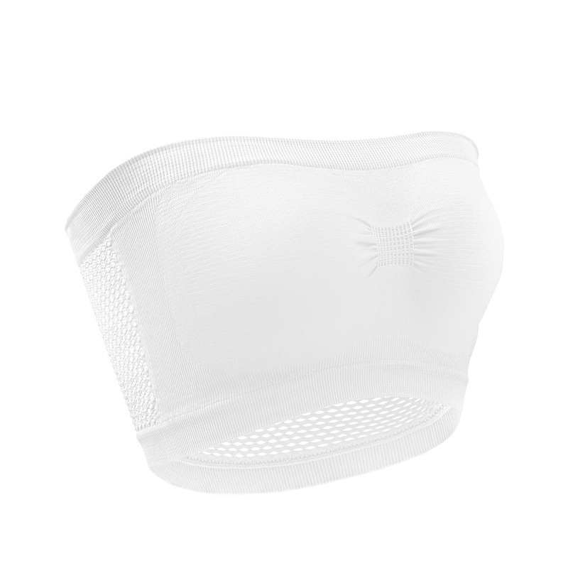 Picture of Foreign Trade Strapless Strap Mesh Underwear Top Outer Wear Anti-running Light Inner Wear Hollow One-line Tube Top Women Amazon