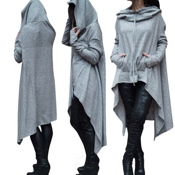 9308#2023 Fall/Winter AliExpress wish Amazon New European and American Solid Color Long Hooded Wear