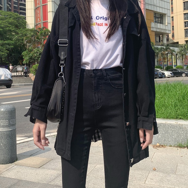 Picture of Fleece-lined jeans women's loose high waist slimming 2021 autumn and winter New outdoor wear versatile straight stretch pencil