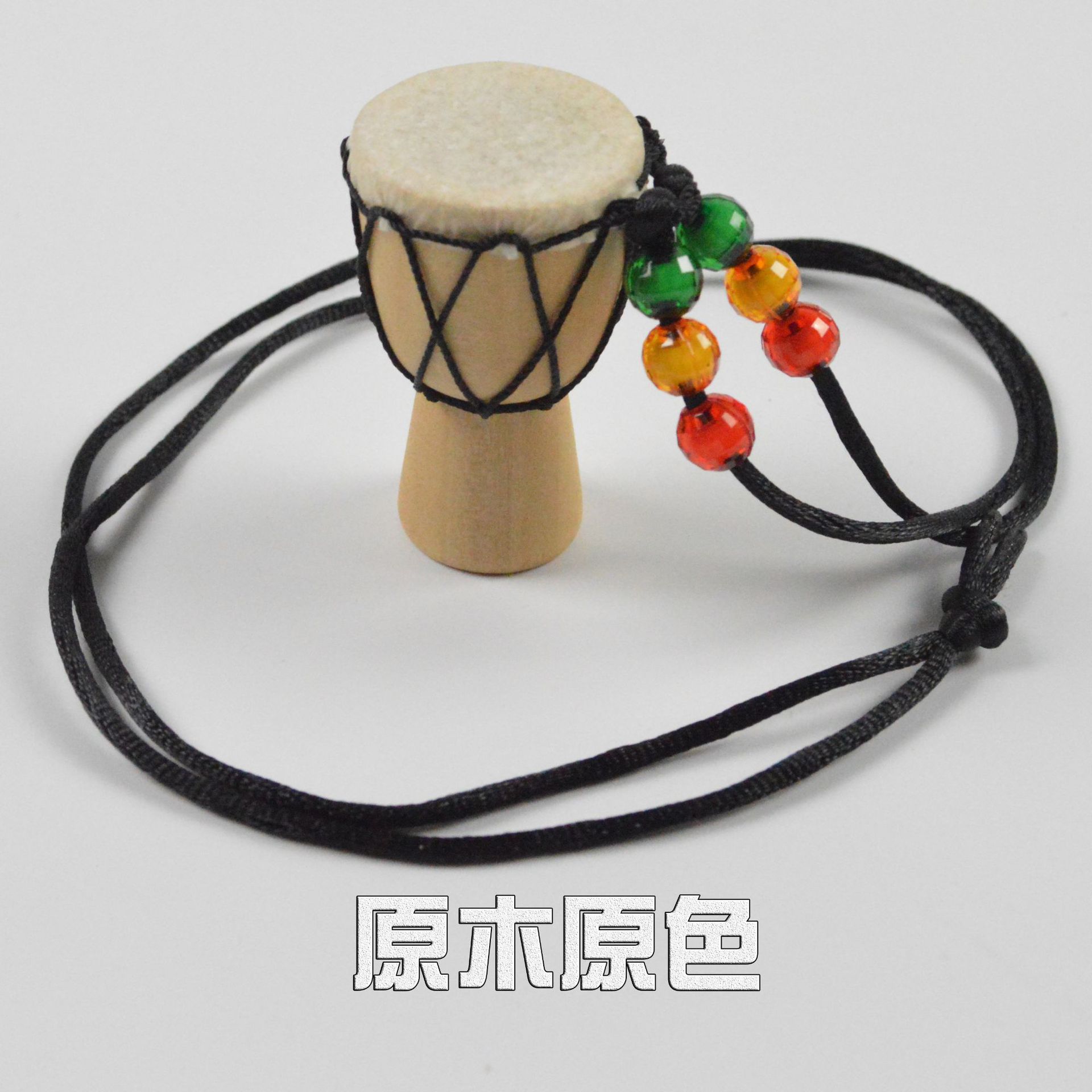 Picture of African Drum Pendant African Tambourine Necklace Jewelry Travel Gift Souvenir Solid Wood Handmade Sheepskin Sewing