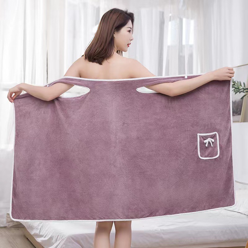 Coral Velvet Bath Skirt Wholesale Than Pure Cotton Absorbent Thickeneded Bathrobe Adult Women's Bathrobe Home Bath Towel Type a