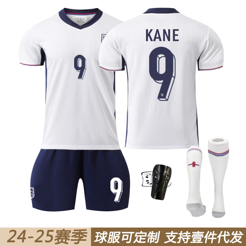 Euro 2024 England Home 9 Kane 10 Bellingham 11 Foden 4 Rice Short Sleeve Jersey suit