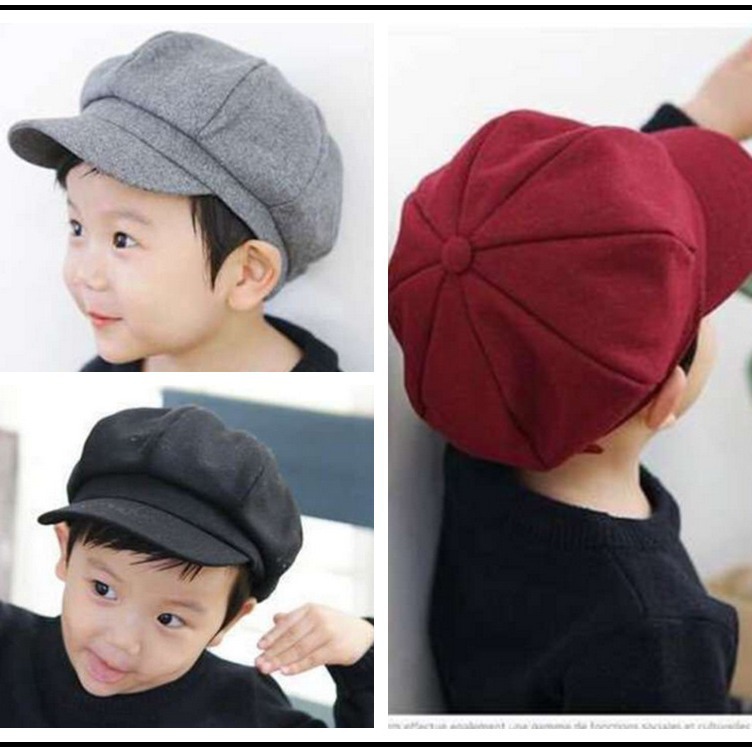 Picture of K-Style of Kidsren's Octagonal Hat, Cute Baby Painter Hat, Kidsren's Beret Cartoon Big Brim Cute Baby