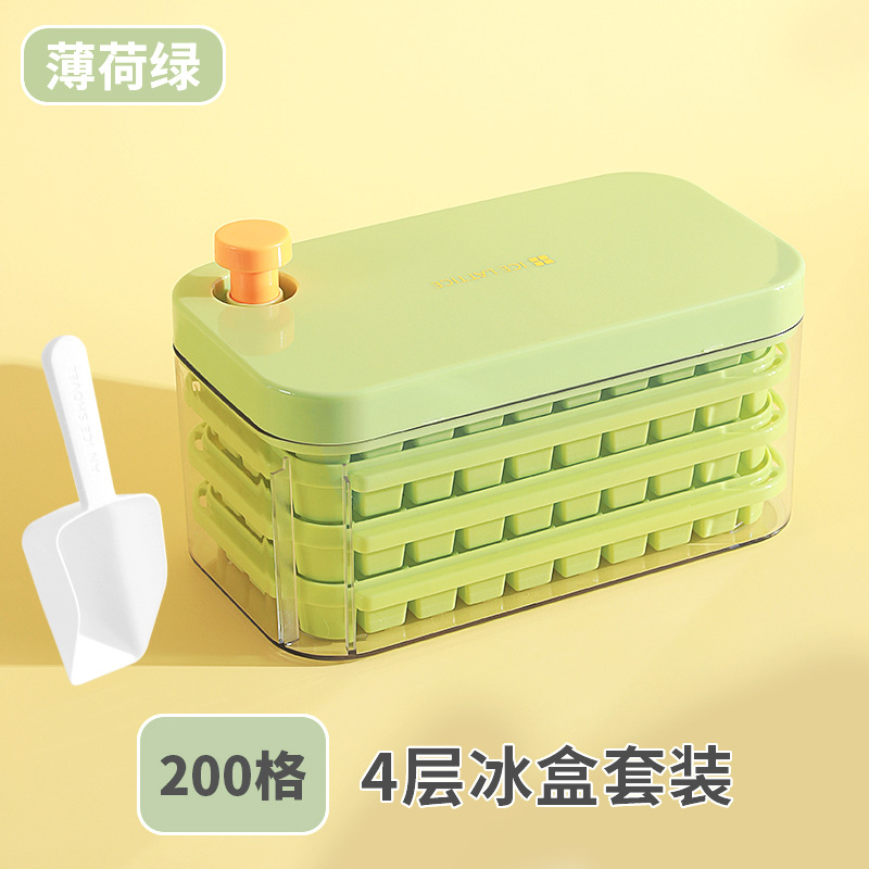 Picture of Press Ice Tray Ice Cube Mold Food Grade Household Ice Machine Silicone Double-Layer Ice Box Easy to Release Curling Ice Storage