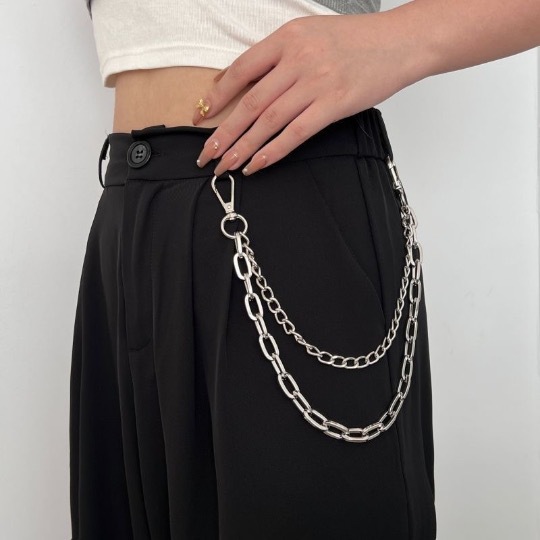 Europe and the United States cross-border jewelry personality simple popular metal chain double waist chain punk street photography jeans hanging chain