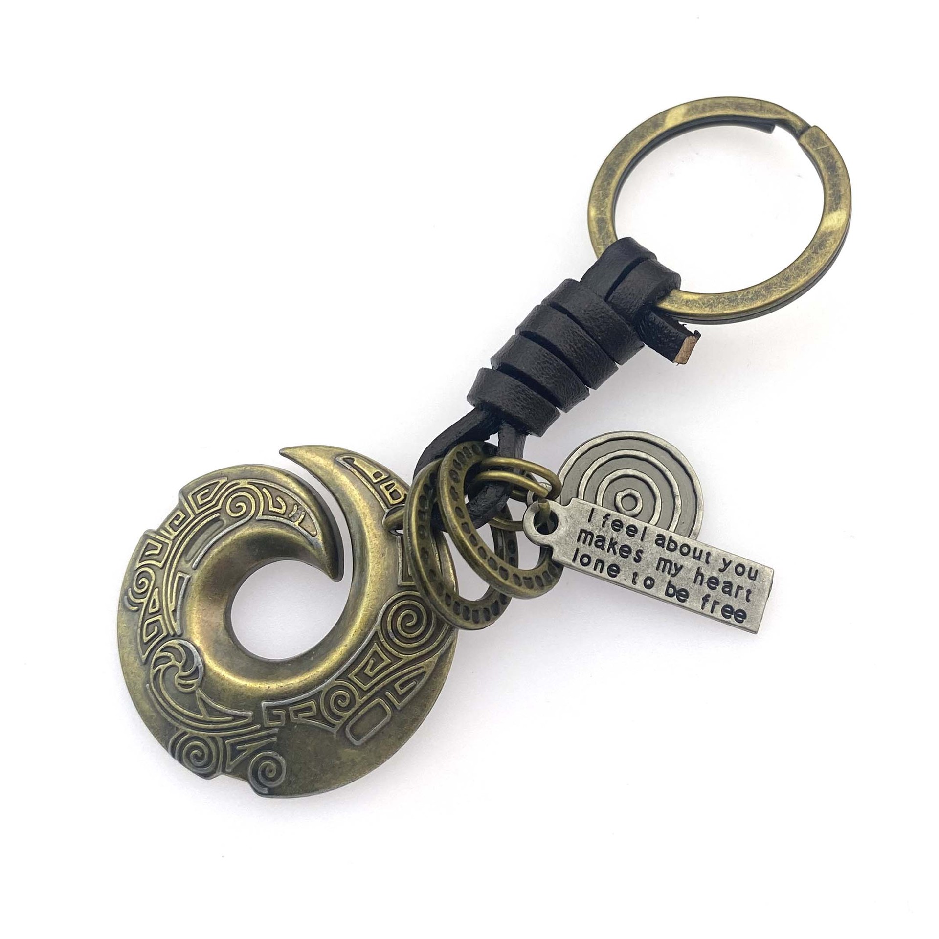 Ethnic Style Antique Dragon Pattern Hook Woven Car Keychain High-end Alloy Personality Retro Pendant Creative Hanging Decoration