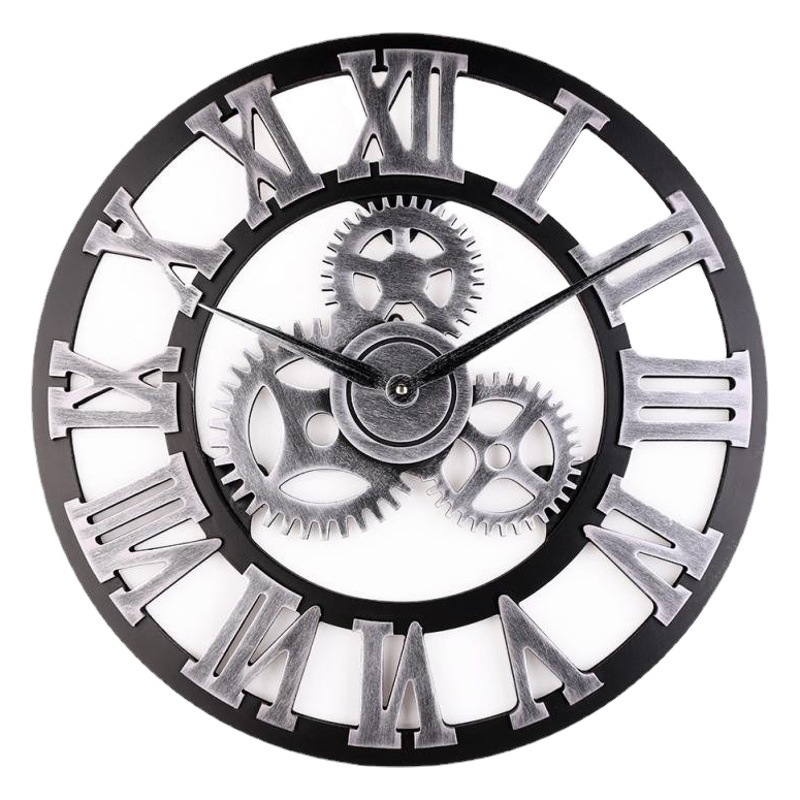 European Roman gear clock living room silent wall clock decorative gear wall clock living room wall clock