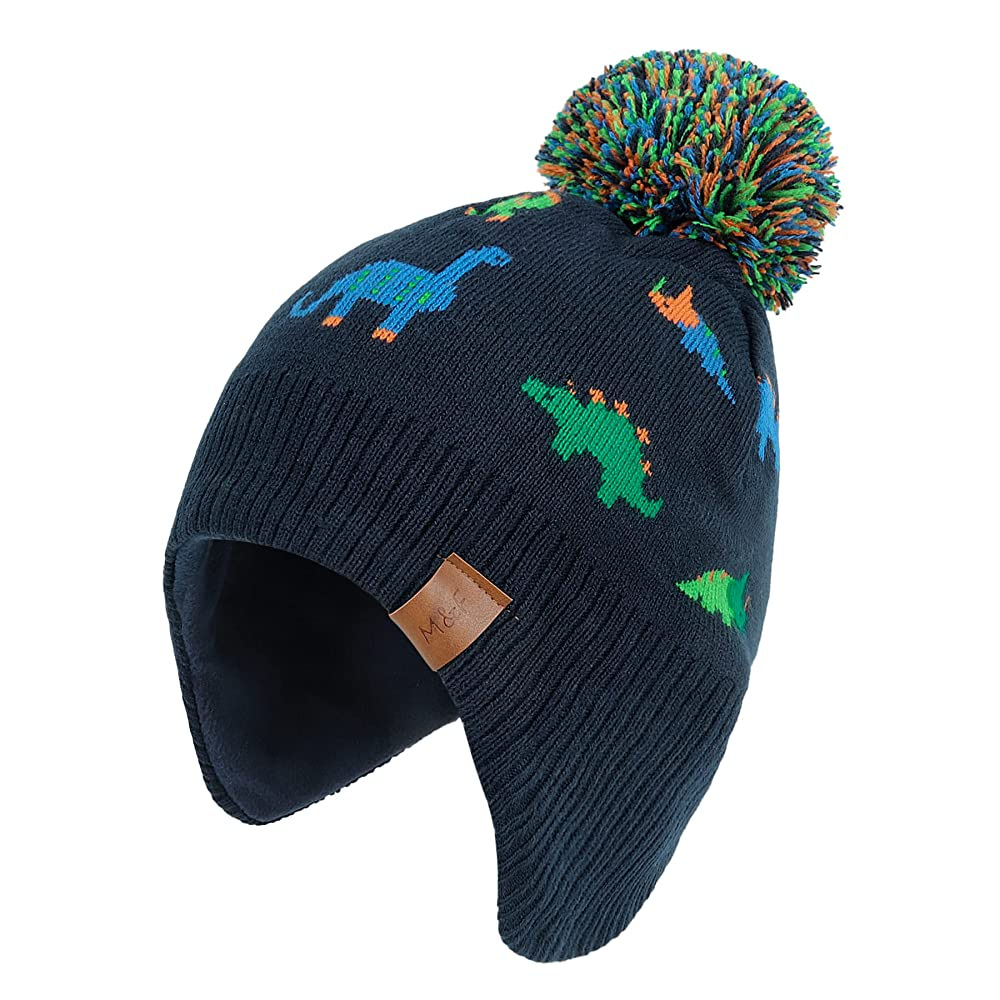 Picture of Children's Hat Autumn and Winter Boys' Ear Protection Hat Comfortable and Warm Dinosaur Pullover Cap Fleece-Lined Wool Hat for Boys and Girls