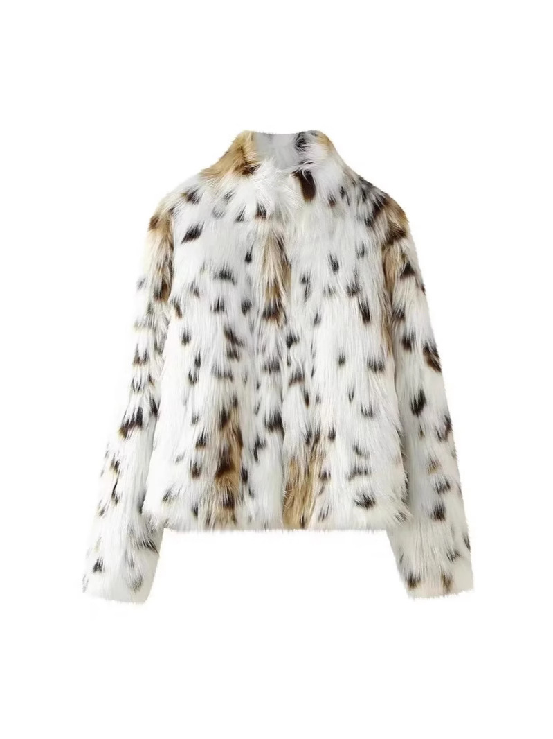 2024 autumn and winter American style retro leopard print faux fur coat women's faux fur cardigan top trendy