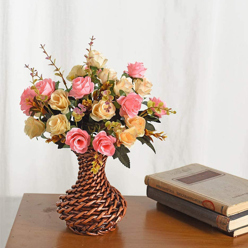 Picture of Cross-Border Amazon Artificial Flowers Artificial Rose Bouquet Plastic Silk Flowers Wedding Florals Export Decorative Flowers Artificial Flowers