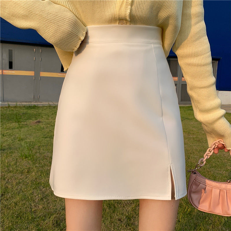 Picture of Black A- line Skirt Women's Summer 2022 New High Waist Split Short Skirt High-end Hip Suit Skirt