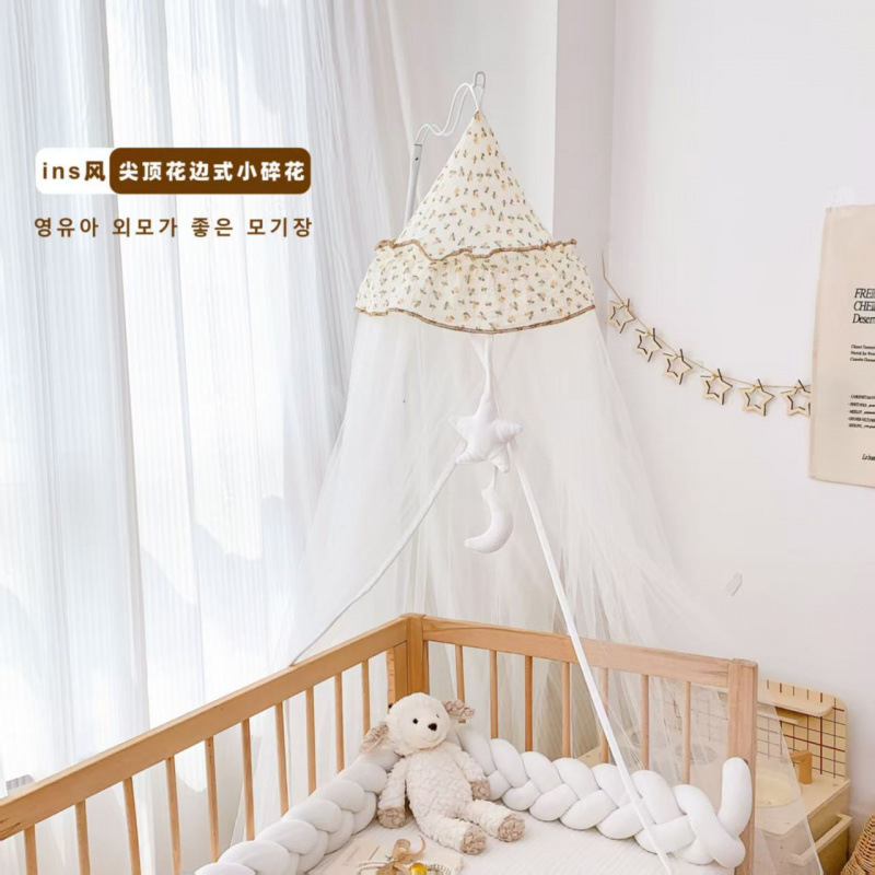 Picture of Baby Crib Mosquito Net with Bracket Kidsren's Bed Mosquito Net Cover Baby Bb Newborn Floor Clip-Type Anti-Mosquito Encryption Universal