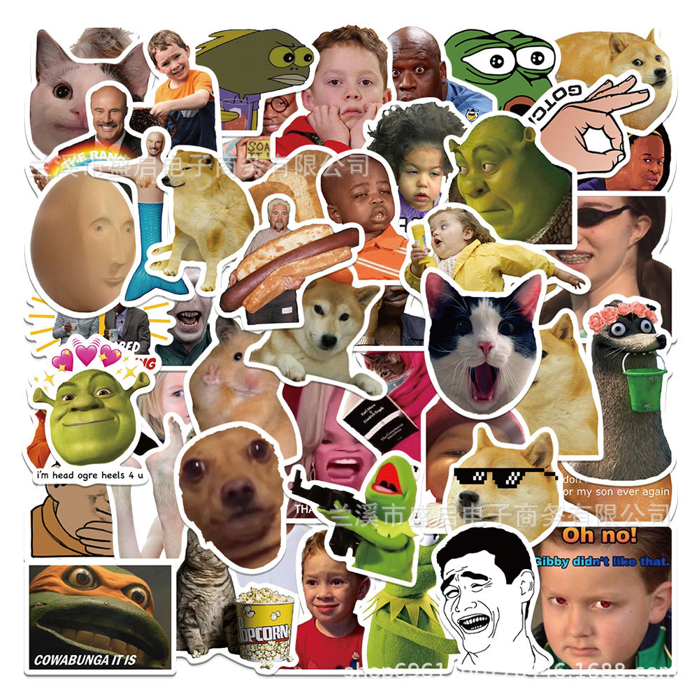 50 pieces European and American Internet celebrity funny facial expression bag graffiti stickers luggage laptop water cup waterproof stickers