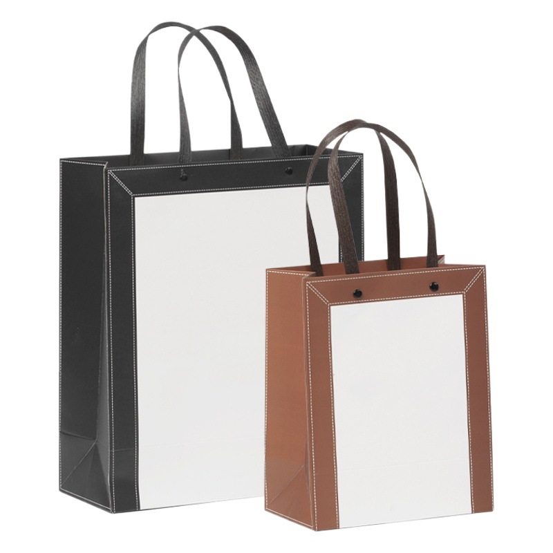 Fashion white cardboard bag spot printed logo exquisite Kraft paper handbag clothing shopping gift packaging bag