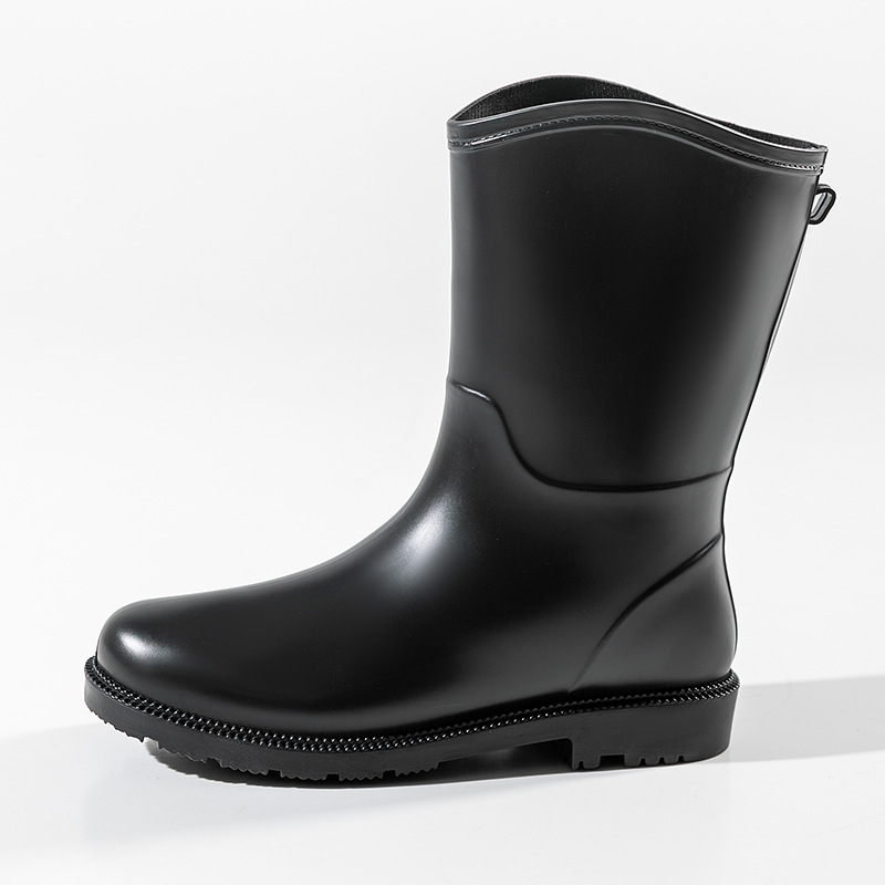 Picture of Spring and Autumn fashion high-top women's rain boots thickened outsole waterproof non-slip British style women's rubber shoes rain boots clean water shoes