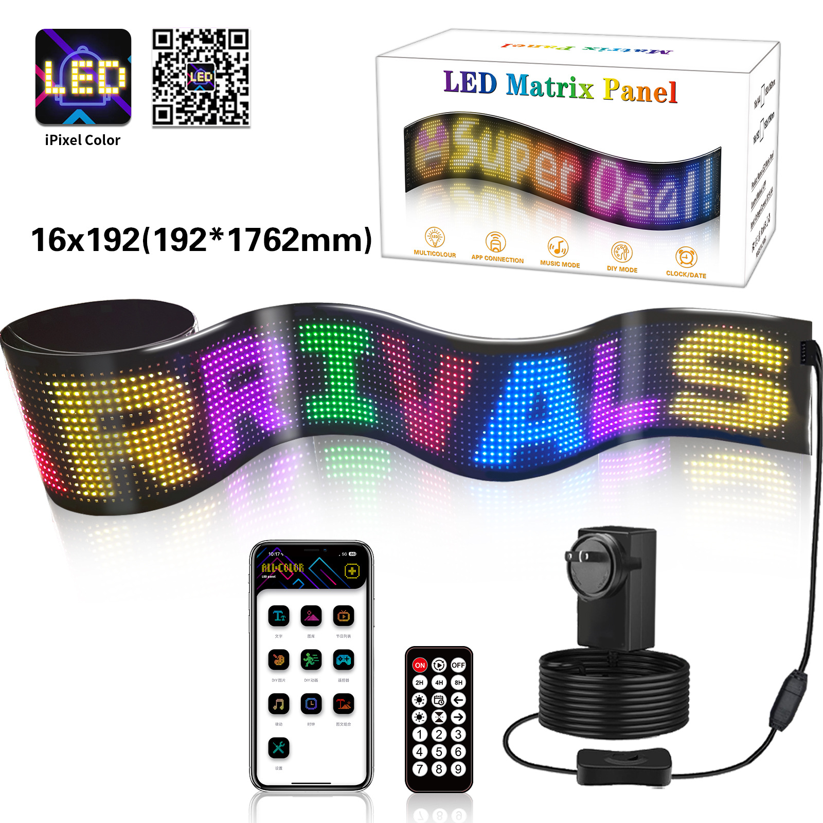 Picture of Led Flexible Screen Led Screen Bluetooth Advertising Screen Ultra-Thin Waterproof DIY Store Recruitment Screen Led Follow-Up Screen Cross-Border New Product