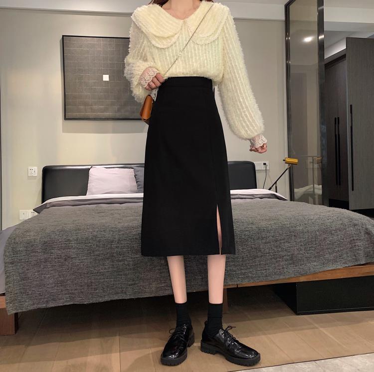 Summer New plus size Split Half-length Skirt High Waist Mid-length A- line Skirt Slimming One-step Hip Skirt for Women