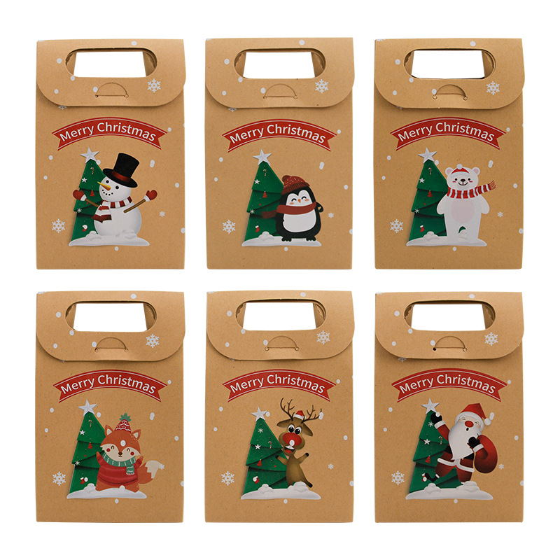Cross-border Christmas new sugar box kraft paper hand carry Christmas box three-dimensional packaging gift box snowflake carton wholesale