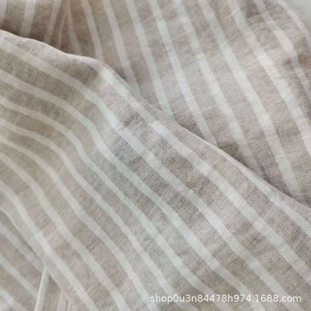 Pure Linen Primary Color White Wide Stripesd Cloth Pure Linen Stripesd Enzyme Cloth Linen Quilted Quilt Fabric