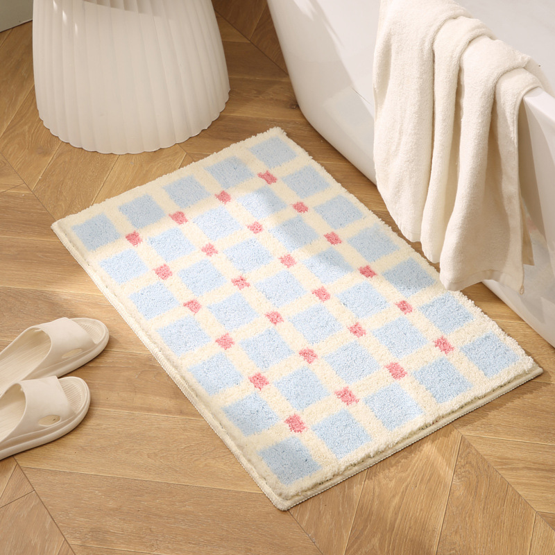 Ins-style Advanced Sense Bathroom Floor Mat Household Toilet Bathroom Water Absorbent Quick-drying Foot Mat Bedroom Bedside Flocking Carpet