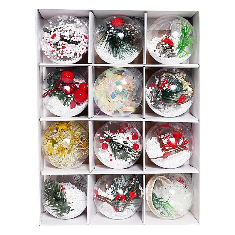 Transparent Christmas ball gift box 6cm/8cm12 plastic hollow ball Christmas decorations Christmas tree pendant