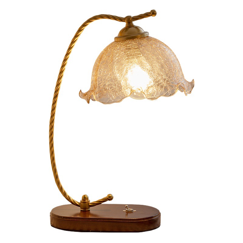 French Retro Bedroom Table Lamp Study Glass Decorative Table Lamp B&B Atmosphere Newlywed Everlasting Lamp Bedside Table Lamp