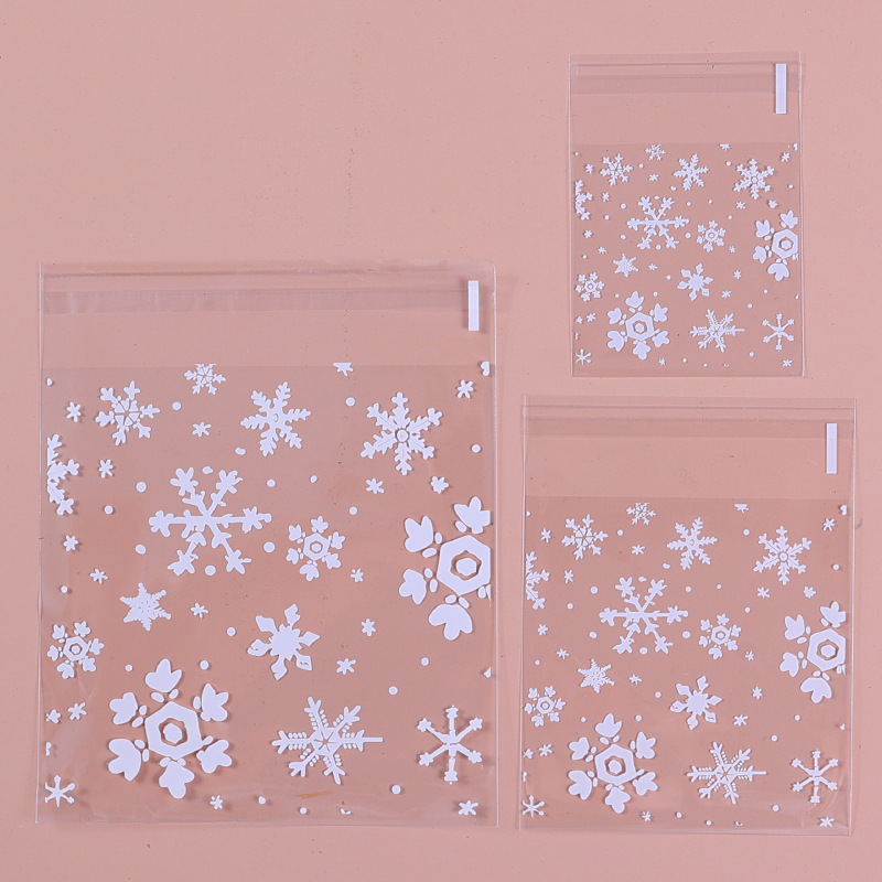 Christmas white snowflake biscuit bag snowflake crisp milk jujube packaging bag moon cake pastry bag candy bag 100/bag
