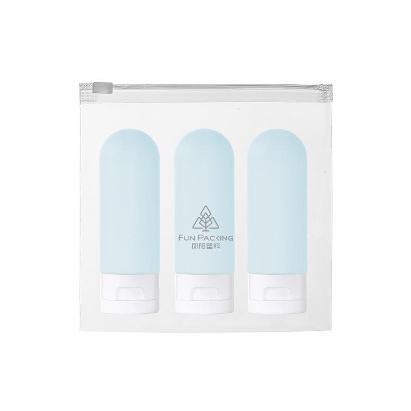 Picture of Travel wash and care suit three-piece PE suede hose bottle portable skin care products wash squeeze facial cleanser sub-bottle