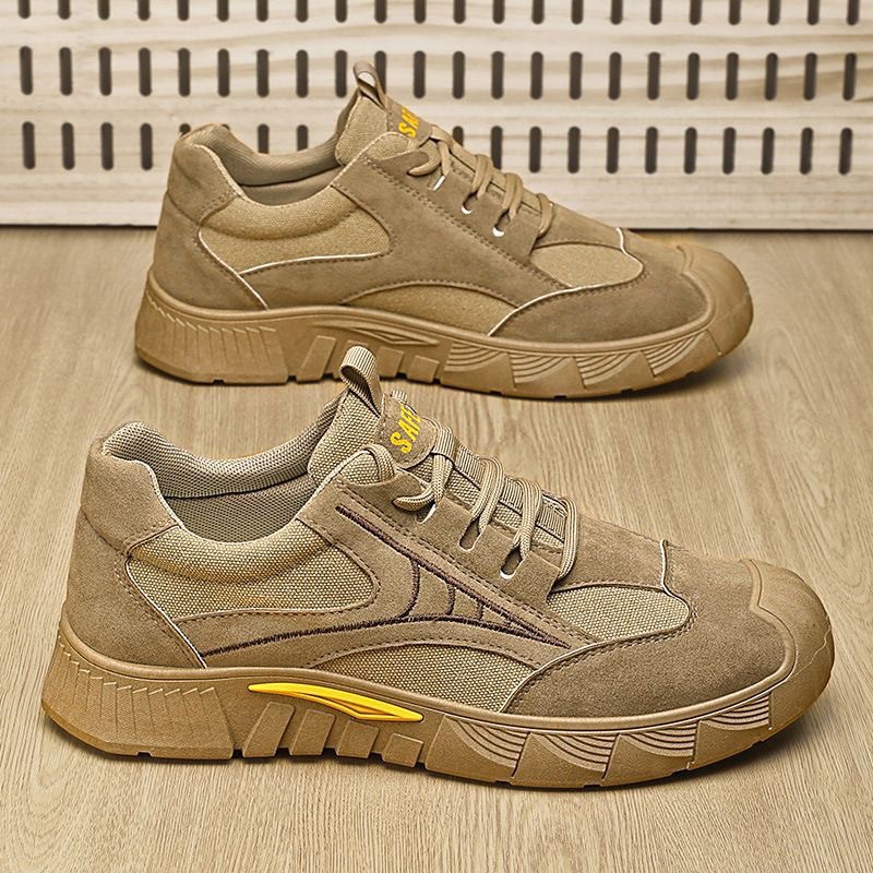 Autumn new men's labor protection shoes fashion trend mesh casual shoes soft-soled lightweight sneakers low-top cargo shoes
